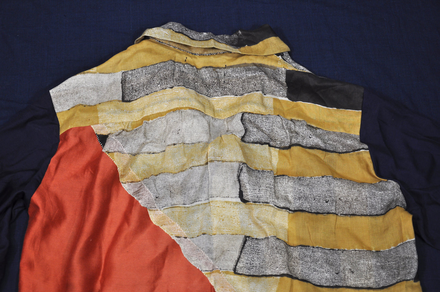 Hand-stitched Short Sleeve Bowling Shirt Made From Recycled Block-Print Offcuts