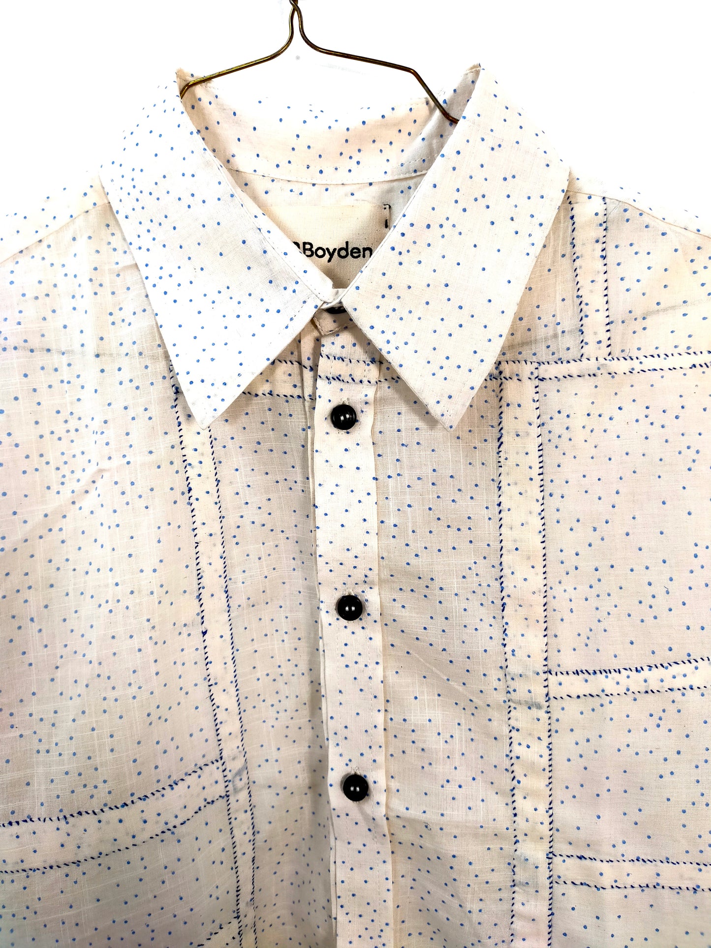 Hand-Stitched Patchwork Shirt White