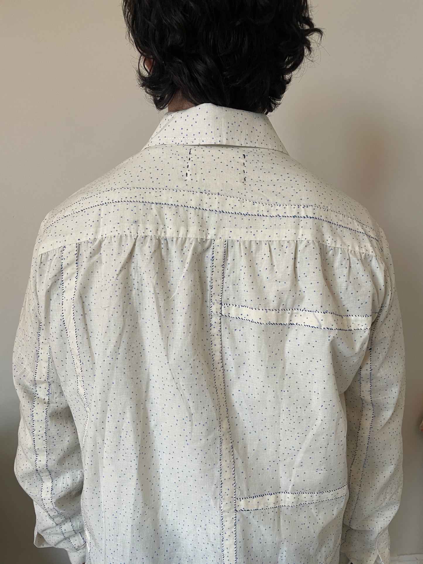 Hand-Stitched Patchwork Shirt White